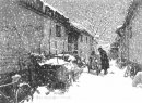 老北京胡同素描画 雪景素描作品