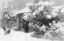 老北京胡同素描画 雪景素描作品