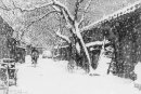 老北京胡同素描画 雪景素描作品