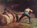 ľľľ Jean-Francois Millet ԭ⣺ Les scieurs de bois ڣ 1850 - 1852  ʵ ɣ ׻ ý壺 ͣ  ߴ磺 57 x 81 ǩ Ʒ ԰
