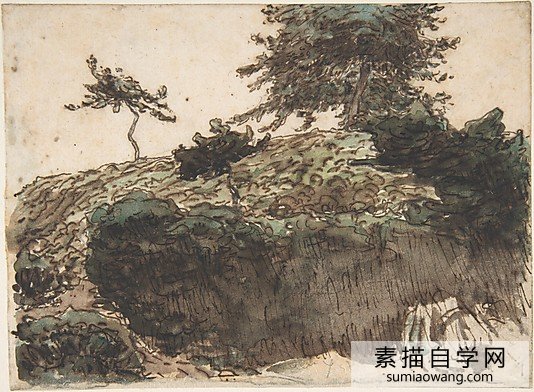 米勒风景素描