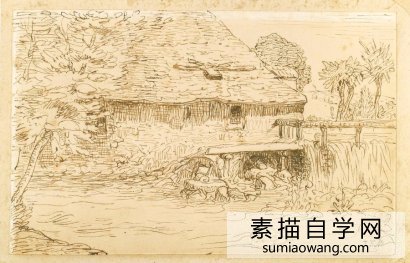 米勒风景素描
