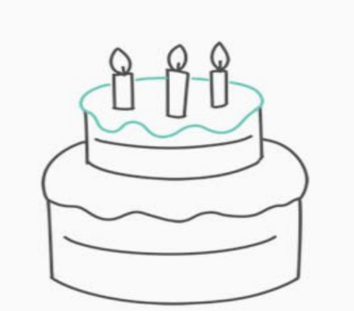 生日蛋糕怎么画 生日蛋糕简笔画步骤涂色图片