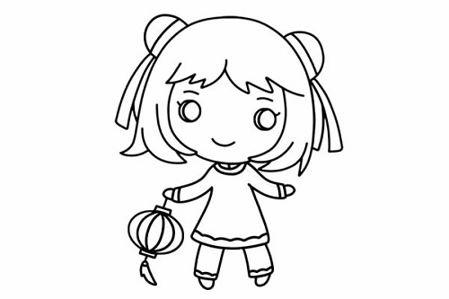 小女孩拿灯笼简笔画 灯笼儿童简笔画画画步骤