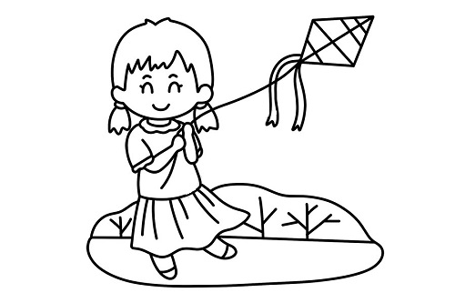 小人放风筝儿童简笔画 放风筝清明节简笔画教程