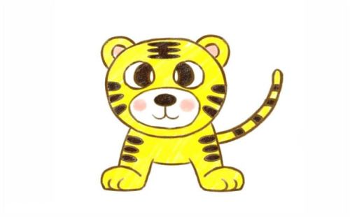 新年可爱老虎简笔画彩色图片大全2022