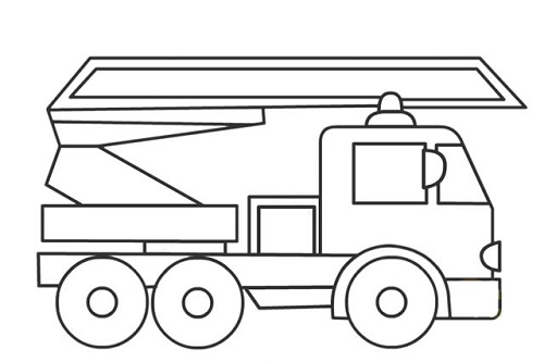 消防车3-6岁儿童简笔画 消防车简笔画带颜色步骤