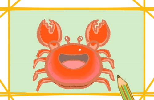 螃蟹简笔画儿童画 卡通螃蟹简笔画彩色画法步骤图