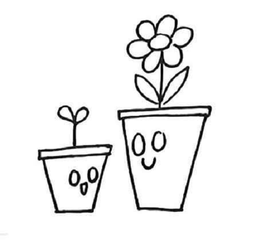 花盆简笔画彩色图片 花朵简笔画简单手绘教程