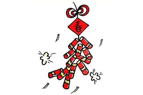 新年鞭炮简笔画怎么画 新年鞭炮简笔画彩色图片步骤
