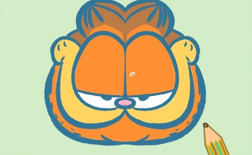 加菲猫卡通人物简笔画 加菲猫彩色简笔画步骤图