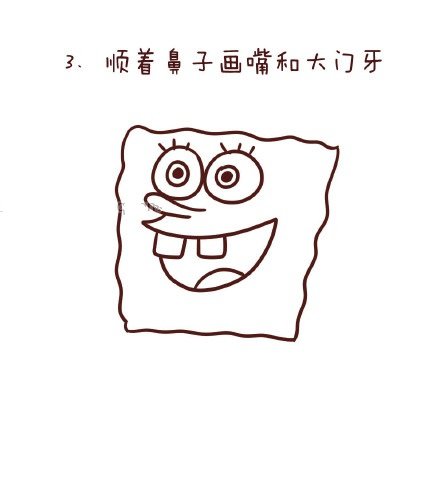 奔跑的海绵宝宝7-9岁儿童简笔画步骤图片彩色