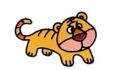 简单几步就可以画好的儿童涂色老虎简笔画