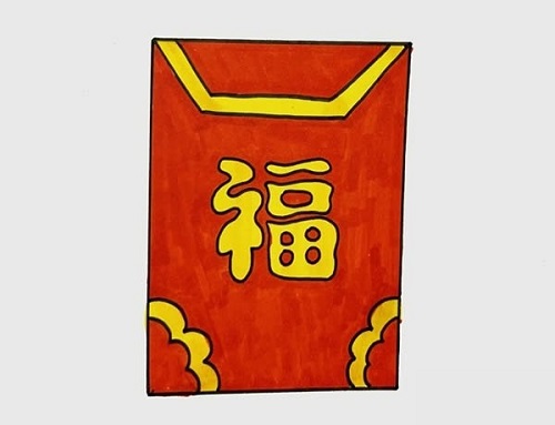 2022新年红包怎么画 福字红包简笔画简单好看步骤