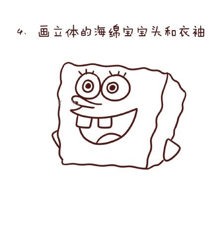 奔跑的海绵宝宝7-9岁儿童简笔画步骤图片彩色