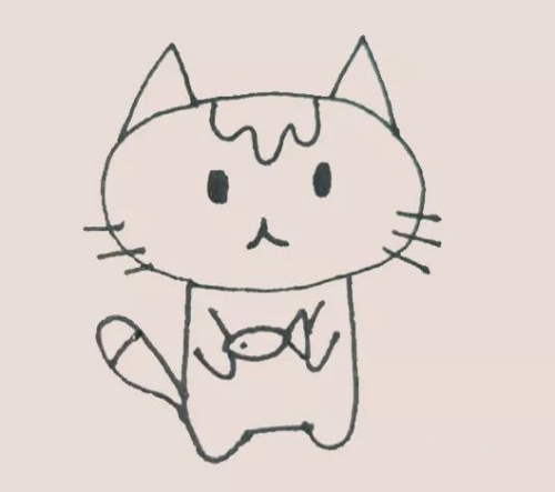 猫和鱼怎么画 猫和鱼简笔画图片彩色步骤教程