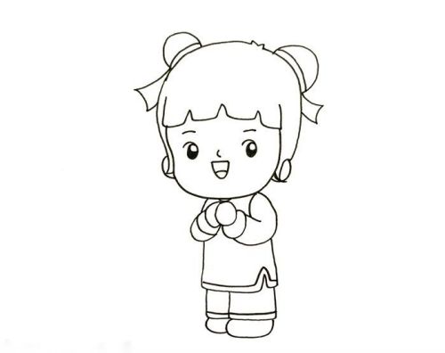 新年新气象 教你彩色简笔画拜年女娃娃怎么画-素描自学网 新年新气象 教你彩色简笔画拜年女娃娃怎么画