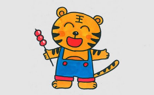 新年可爱老虎简笔画彩色图片大全2022