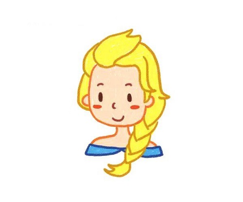 画公主简笔画 艾莎公主头像简笔画彩色画法