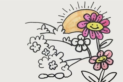 花园简笔画图片大全彩色儿童 花园简笔画简单怎么画
