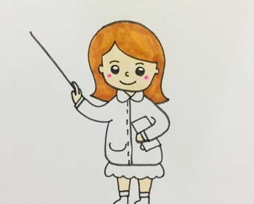 老师简笔画简单又漂亮女长发 老师简笔画画法图片大全