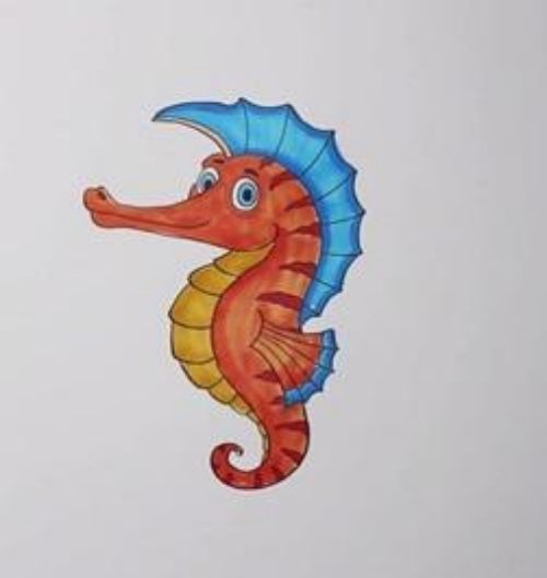 海马简笔画简单可爱 海马动物简笔画儿童步骤教程