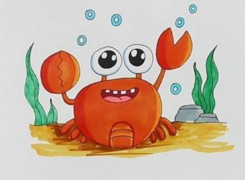 螃蟹简笔画儿童简笔画 螃蟹简笔画可爱卡通画法