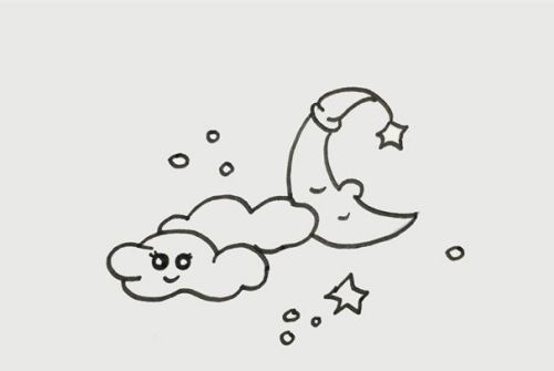 美丽的夜空简笔画图片大全 夜晚夜空简笔画怎么画