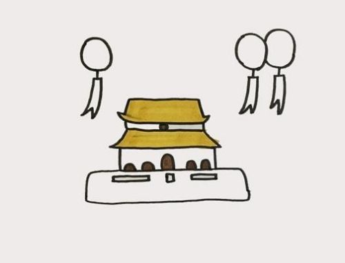 迎国庆简笔画图片大全 天安门3-6岁儿童简笔画