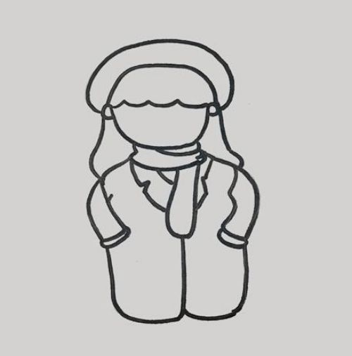 戴围巾的女孩简笔画彩色怎么画 女孩简笔画漂亮可爱