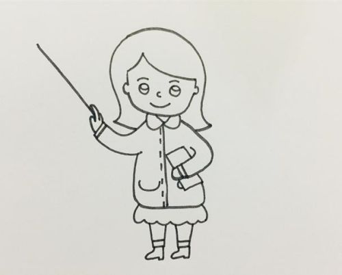老师简笔画简单又漂亮女长发 老师简笔画画法图片大全