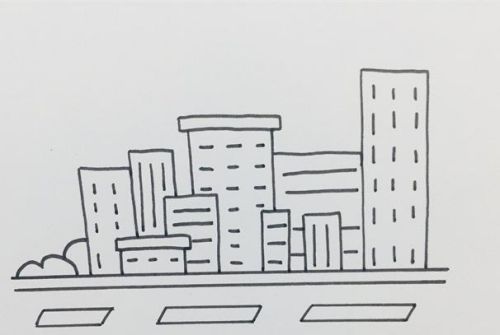 城市简笔画高楼大厦黑白彩色 城市简笔画简笔画