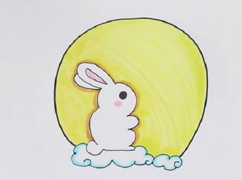 玉兔简笔画可爱卡通版 月亮玉兔简笔画简单画法