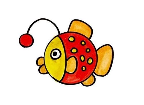 灯笼鱼简笔画怎么画简单 灯笼鱼简笔画图片带颜色