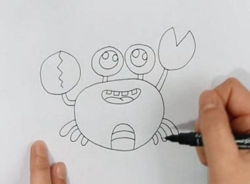 螃蟹简笔画儿童简笔画 螃蟹简笔画可爱卡通画法