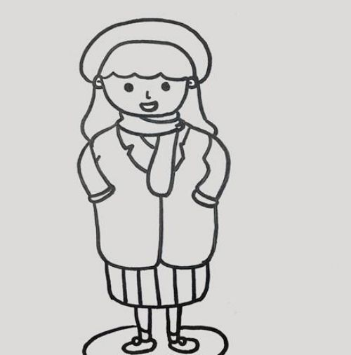 戴围巾的女孩简笔画彩色怎么画 女孩简笔画漂亮可爱