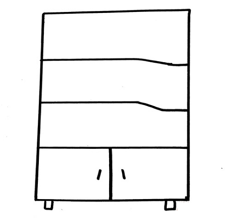 书架简笔画儿童画步骤图教程 书架书本简笔画