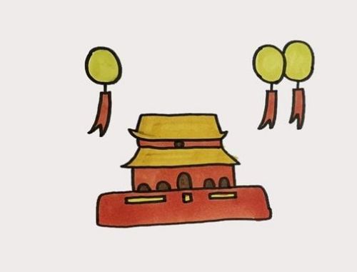 迎国庆简笔画图片大全 天安门3-6岁儿童简笔画