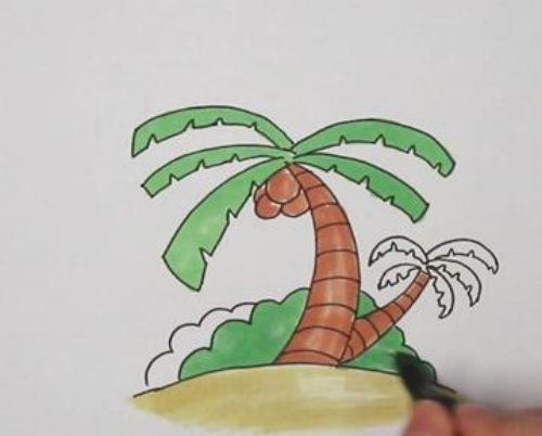 椰子树简笔怎么画简单 椰子树简笔画带颜色海边画法