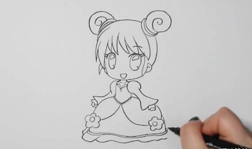 动漫少女简笔画简单漂亮 动漫公主简笔画画法教程