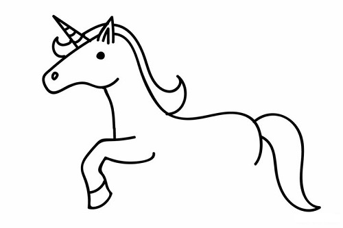 独角兽简笔画可爱简单儿童画 独角兽卡通简笔画画法