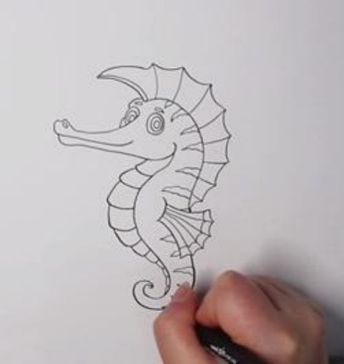 海马简笔画简单可爱 海马动物简笔画儿童步骤教程