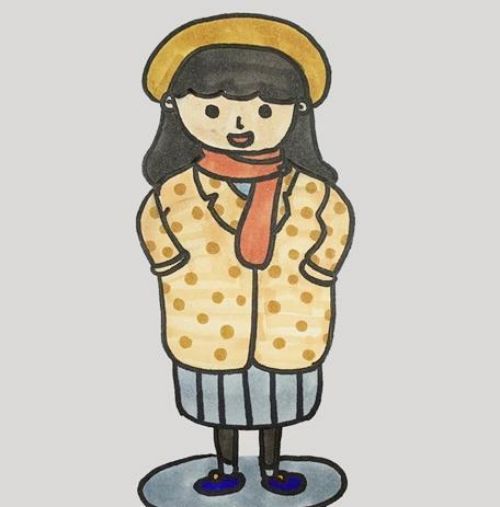 戴围巾的女孩简笔画彩色怎么画 女孩简笔画漂亮可爱