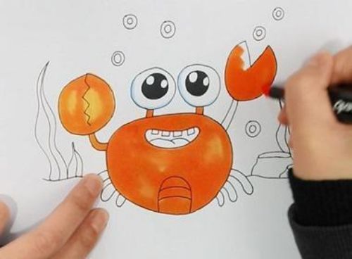 螃蟹简笔画儿童简笔画 螃蟹简笔画可爱卡通画法