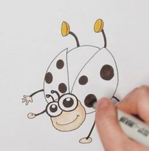 七星瓢虫儿童简笔画 七星瓢虫简笔画带颜色步骤图