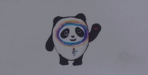 冰墩墩简笔画黑白图片 冰墩墩简笔画步骤图彩色
