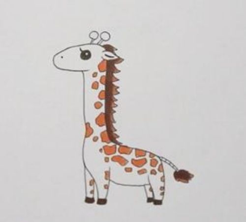 长颈鹿简笔画大全带颜色可爱 长颈鹿简笔画彩色可爱