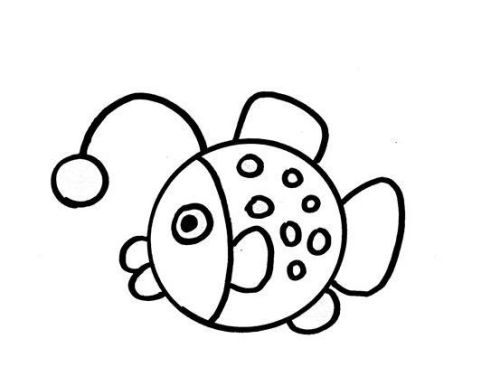 灯笼鱼简笔画怎么画简单 灯笼鱼简笔画图片带颜色