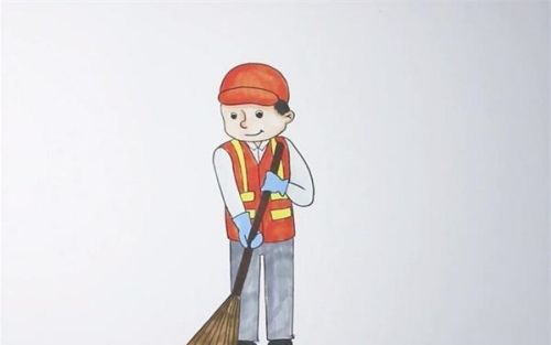 卡通环卫工人简笔画画法 彩色环卫工人简笔画怎么画