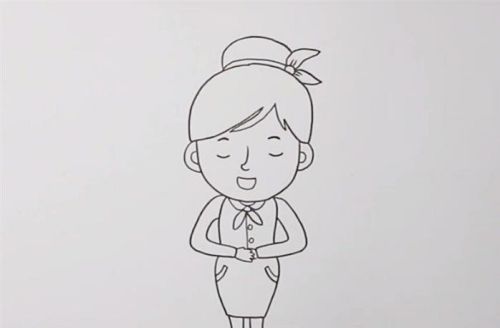 彩色卡通空姐简笔画步骤 漂亮空姐简笔画怎么画